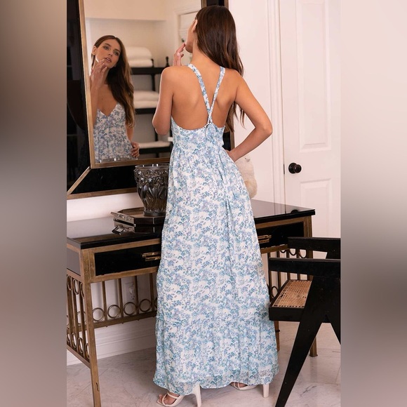LULU’S My Love Story White Floral Print Tie-Back Maxi Dress - Picture 9 of 10